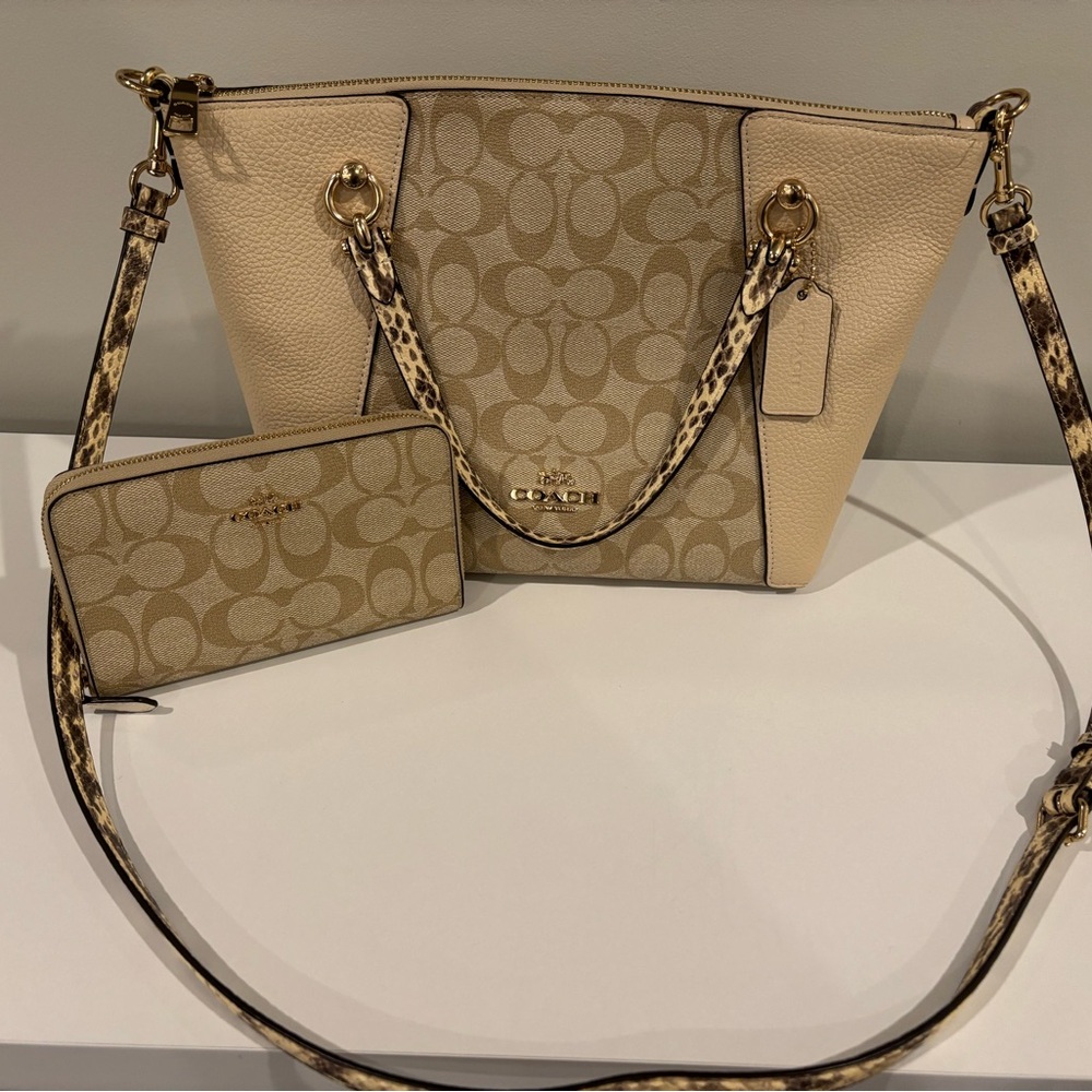 Coach Kacey Satchel In Colorblock/Blocked Signature C7261 & Matching wallet